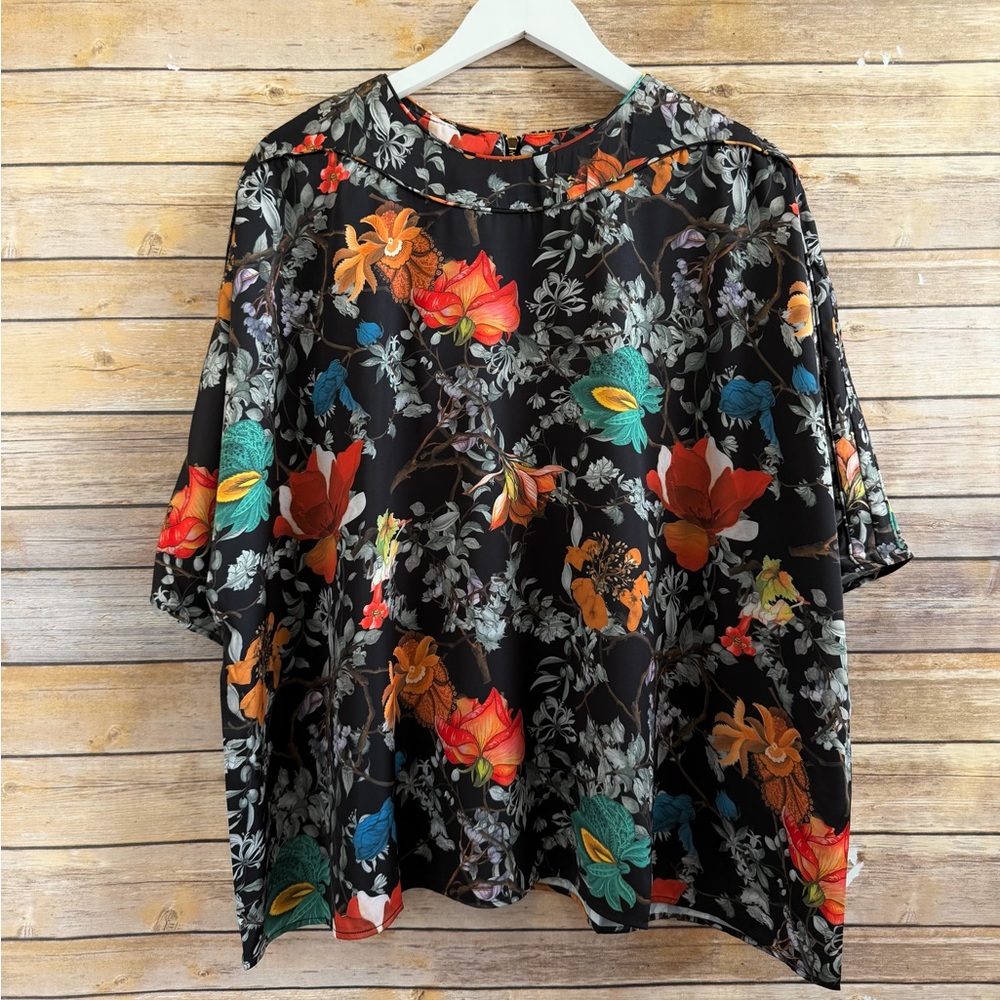Pari Passu Blouse Women’s Size 22 Multicolor Floral Marni Leaves Print NWOT